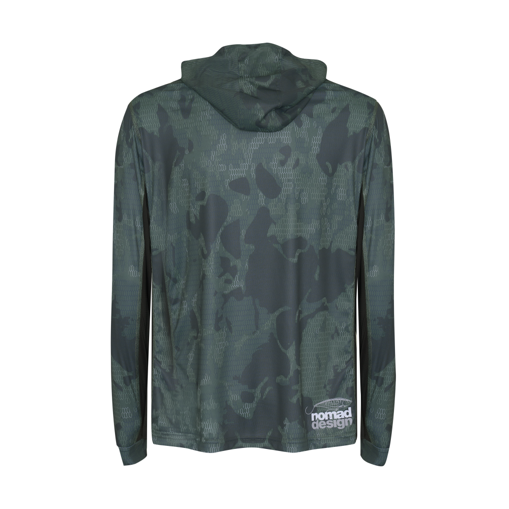 Tech Fishing Shirt Hooded - Forest Camo